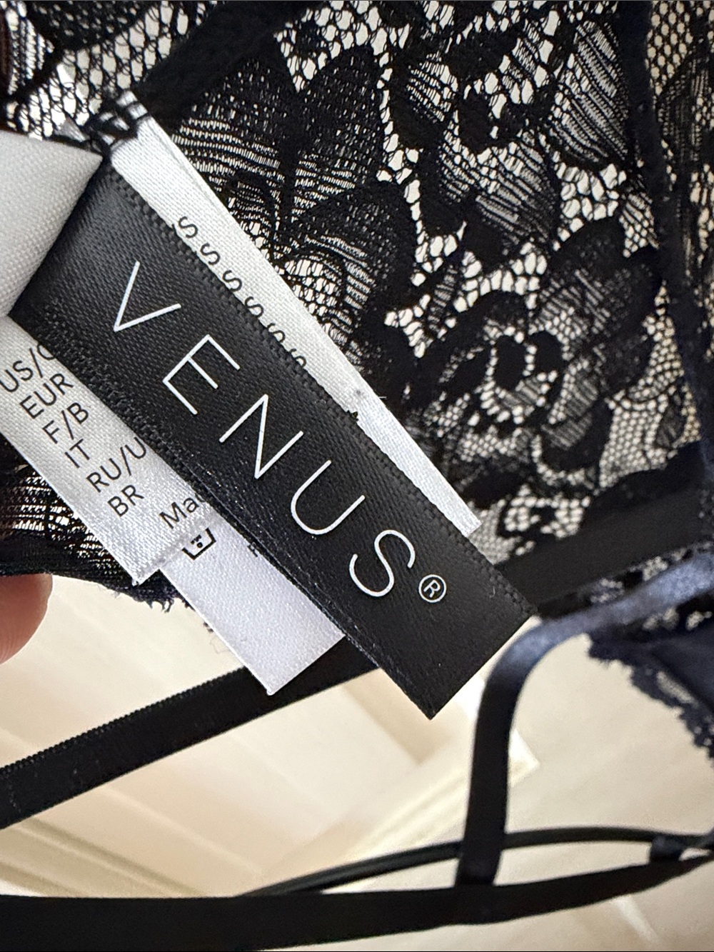 VENUS Black Lace Strappy Bralette with matching Open Back Panty - Picture 2 of 7